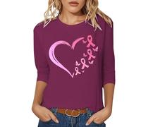 Générique Cancer du Sein Octobre Rose T-Shirt Force Collective Femme Ruban Tshirt Impression Douce Imprimé sur Le Thème Manches Longues/Courtes t-Shirt Femme Course Solidaire T-Shirts Contre pour