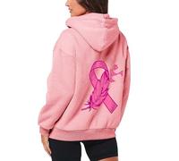 Générique Cancer du Sein Sensibilisation Octobre Ruban Rose Sweet Femme Capuche Impression Oversize Haut Sweat-Shirt avec Cordon Soft Warm Grande Taille Streetwear Tops Mode Décontracté