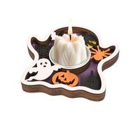 Générique Candle Stick Holder, Halloween Candle Stand, Wooden Festive Holiday Dinning Table Collectible for Home, Living Room, Farmhouse, Hotel, Restaurant, Thanksgiving Decoration