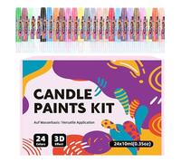 Générique Candle Wax Pen, Fabric Paint Pens Set, 24-Piece Decorating Kit, Easy To Use Creative Art Supplies for Glass, Vases, Clothes, T-Shirts, Jackets, Scarves, Projects, 0.55x4.45 Inches