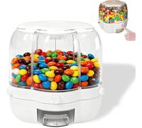 Générique Candy Dispenser 360° Rotating with 6 Compartments,Large Capacity Candy & Grain Storage Container,Transparent Candies Machine Dispenser,for Candies, Coffee Beans, Rice, Grain (White, Large)