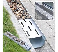 Générique Caniveau de Drainage pour Remplissage de Galets, kit de caniveau en béton avec Grille en Acier Inoxydable, caniveau de dérivation d'eau pour Sol extérieur (Dimensions : 20 x 10 cm