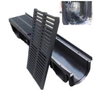 Générique Caniveau en béton Robuste avec 2 grilles en polymère - Système de Drainage Durable pour Cours, allées et patios (100 cm x 25 cm x 25 cm)