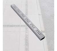 Générique caniveau Exterieur Caniveau de Drainage extérieur argenté avec Couvercle, kit de Drainage de tranchée de Sol Robuste, gouttière en Acier Inoxydable(W 5 CM H 5 CM)