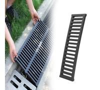 Générique caniveau Exterieur Couvercle de Drain rectangulaire Noir en PE à Haut Poids moléculaire, Kits Drainage Canal antidérapants 10 20 30 40 50 cm Largeur(W 35 CM H 4 CM)