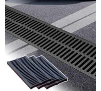 Générique Caniveau Exterieur Grilles en Résine Polymère Grille D'évacuation des eaux Pluviales Plaque de Recouvrement de Tranchée D'égout Antidérapante pour Piscine,001,500 * 150 * 20mm