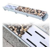 Générique caniveaux extérieurs Caniveau de Drainage en U pour garages, Jardins et piscines, kit de Drainage en Acier Inoxydable, Canal de Drainage encastré pour Galets(100x25x12.5cm/39.4x9.8x4.9in)