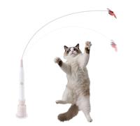 Générique Canne À Pêche pour Chat - Bâton avec Ventouse pour Exercice Et Enrichissement,Jouets Interactifs pour Chats D'Intérieur | pour Jardins Terrasses Intérieur Extérieur
