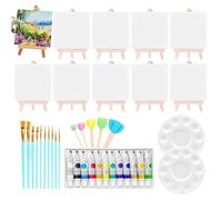 Générique Canvas Painting Kit, Mini Acrylic Paint Set, 10-Piece Washable Craft Kit, Portable and Easy to Use, Compact Ideal for Kids, Girls, Adults, Artists, Home, Classroom, Parties, Art Projects