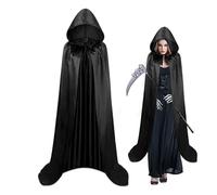 Générique Cape à Capuche - Cape d'Halloween 150 cm Costume à Capuche | Costume Cosplay Robe Corbeau Longue pour Hommes Femmes Événements