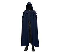 Générique Cape à capuche pour Halloween, longue cape à capuche médiévale vintage, noire, style vampire, performance sur scène, costume de cosplay pour homme et femme