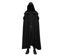 Générique Cape à capuche pour Halloween, longue cape à capuche médiévale vintage, noire, style vampire, performance sur scène, costume de cosplay pour homme et femme