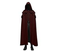 Générique Cape à capuche pour Halloween, longue cape à capuche médiévale vintage, noire, style vampire, performance sur scène, costume de cosplay pour homme et femme