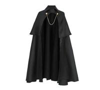 Générique Cape À Capuchon Noire Déguisement Vampire Halloween Cosplay Manteau Médiévale Midi Capuche Renaissance Homme Femme Costume De Prince Pour Capes Adulte (Le noir,XL)