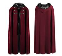 Générique Cape à Capuchon Victorienne Steampunk Manteau Épaisse en Laine de Maître Médiéval pour Jeu de Rôle, Cape de Samouraï, Costume Gothique Médiévale Sorcière Assistant Vampire Mort Cosplay