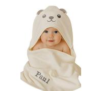 Générique Cape de Bain bébé personnalisée avec prénom - Capuche Ourson - Serviette de Bain Douce et absorbante - Cadeau Naissance Original - Sortie de Bain bébé Fille ou garçon