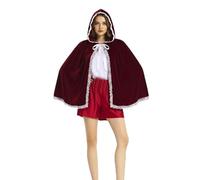 Générique Cape De Petit Chaperon Rouge, Cape Rouge pour Adulte avec Capuche, Personnage De Conte De FéEs, Accessoires De Costume d'halloween pour Femme Déguisement Halloween
