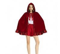 Générique Cape De Petit Chaperon Rouge, Cape Rouge pour Adulte avec Capuche, Personnage De Conte De FéEs, Accessoires De Costume d'halloween pour Femme Déguisement Halloween