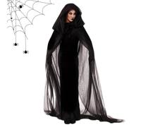 Générique Cape de sorcière à capuche Longue En Tulle Transparent Fluide