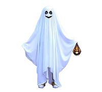 Générique Cape Effrayante Pour Enfants - Cape Fantôme (Visage Souriant) En Polyester Blanc, Cape Déguisement Lavable Pour Halloween(Noir,S)