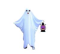 Générique Cape Effrayante Pour Enfants - Cape Fantôme (Visage Souriant) En Polyester Blanc, Cape Déguisement Lavable Pour Halloween(Ghost face,M)