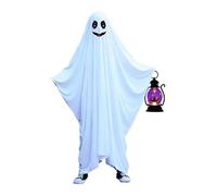 Générique Cape Effrayante Pour Enfants - Cape Fantôme (Visage Souriant) En Polyester Blanc, Cape Déguisement Lavable Pour Halloween(Smiling face,L)