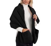 Générique Cape Femme Hiver Grande Taille,ÉCharpe/ChâLe/Couverture/Poncho Oversize en Grosse Maille Chaud Doux Et Confortable IdéAl en Toute Saison. (Black,One Size)