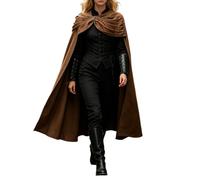 Générique Cape Longue Noir Rouge Vampire Manteau Médiéval Avec Capuche Deguisement Halloween Sorciere Costume Roi Adulte Homme Femme Ba À Pour Fête Soirée Cosplay (Brun,XXL)