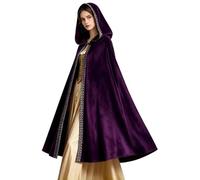 Générique Cape médiévale pour femme - Cape à capuche Renaissance - Manteau à capuche avec manchettes - Poncho - Cape à capuche - Robe à capuche - Costume d'Halloween - Costume de carnaval - Cape de