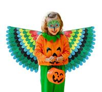 Générique Cape Oiseau Feutre - Éveille Jeu Imaginatif | Ailes Costume Dégradé Pliables Coupe-Vent Style Paon Multicolore | 3-8 Ans Artistes Scène, Accessoire Fantaisie Confortable Pour Fête Masquée