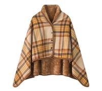 Générique Cape Polaire Plaid Femme Hiver Chaud Flanelle Polaire Poncho Châles Doux Et Confortable Cape avec Boutons Elegant Châles pour Maison, Bureau, Voyage