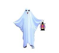 Générique Cape Pour Enfants Halloween - Cape Déguisement Fantôme (Visage Souriant) En Polyester Blanc, Légère Et Lavable(Ghost face,L)