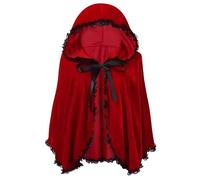 Générique Cape Rouge Courte pour Femme Fille, Cape À Capuche Rouge avec Dentelle 3D, Deguisement Halloween Carnaval Noël Parties Fête Adulte Cosplay