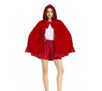 Générique Cape Rouge Courte pour Femme Fille, Cape À Capuche Rouge avec Dentelle 3D, Deguisement Halloween Carnaval Noël Parties Fête Adulte Cosplay