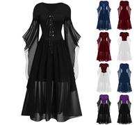 Générique Cape Sorcière Zombie Déguisement Sexy Halloween Gothique Dentelle Fantome Princesse Longue Diable Citrouille Robe Vampire Fantôme Pirate Sexy Sorciere Halloween Deguisement M