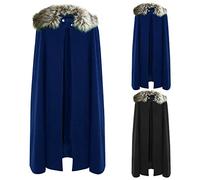 Générique Cape Victorienne Steampunk Manteau Épaisse en Laine de Maître Médiéval pour Jeu de Rôle, avec Col en Fourrure Détachable, Cape Gothique Médiévale Sorcière Assistant Vampire Mort Cosplay