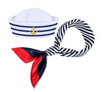 Générique Captain Hat | Sailor Ship Costume with Cap Scarf - Marine Accessories, Fun Marines Style Caps, Exquisite Navy Outfit for Party Costumes, Performances