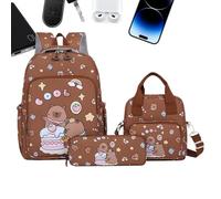 Générique Capybara Backpack with Box, Cartoon Bookbag Set, Travel Backpacks with Matching Pencil Case and Lunch Bag for School, Daily Life, Activities, Trips, 14.96x11.02x5.12 inches