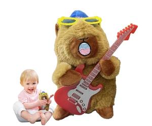Générique Capybara dansante | Jouet d'enregistrement Vocal en Peluche électrique, Peluche Douce avec Guitare, Accessoire Musical pour décoration de Chambre d'enfant, Chant interactif, Figurine animée