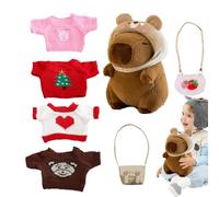Générique Capybara Jouet Câlin 25 Cm, Peluche en 9 Parties avec des Vêtements, des Sacs Et des Chapeaux. Jouet Doux Mignon pour Les - Jouets Idéaux pour Les Filles Et Les Garçons, Doux Et Câlins.