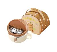 Générique Capybara Noodle Bowl - 1300ml Insulated Set Bowl | Stainless Steel PP, Portable Cup with Cutlery and Carry Bag for College Students Daily Dining Apartment Cereal Salad and Hearty Soup Meals
