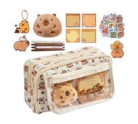 Générique Capybara Pencil Case, Cute Stationery Pen Case, Zippered Pencil Pouch, Wide Opening Pencil Case, 9-Compartment Pencil Holder, Fun Pencil Case for Kids,Portable Pencil Case,
