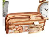 Générique Capybara Pencil Case - Large Capacity Nylon Pen Pouch, Cute Aesthetic Stationery Organizer, Multi Layer Aesthetic School Bag, Desk Storage Unit, Toys & Games, Earth Tone Brown Animal Design