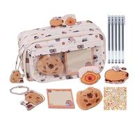 Générique Capybara Pencil Case, Large Cute Pen Bag with Sticky Notes and Stationery Set, Fun Storage Organizer for School Supplies Kids Student Birthday Party Favors Classroom 22x7x13cm