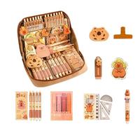 Générique Capybara Pencil Case Set, Capybara Stationery Set, Cute Capybara School Supplies, Wide Opening Mouth Multi-Layer Pencil Pouch, for Girls with Capybara Doll Stickers and Brooch (#9-PCS)