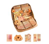 Générique Capybara Pencil Case Set, Capybara Stationery Set, Cute Capybara School Supplies, Wide Opening Mouth Multi-Layer Pencil Pouch, for Girls with Capybara Doll Stickers and Brooch (#4-PCS)