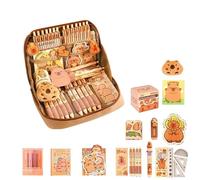 Générique Capybara Pencil Case Set, Capybara Stationery Set, Cute Capybara School Supplies, Wide Opening Mouth Multi-Layer Pencil Pouch, for Girls with Capybara Doll Stickers and Brooch (#13A-PCS)