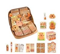Générique Capybara Pencil Case Set, Capybara Stationery Set, Cute Capybara School Supplies, Wide Opening Mouth Multi-Layer Pencil Pouch, for Girls with Capybara Doll Stickers and Brooch (#13B-PCS)