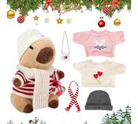 Générique Capybara Plush Toy, Cartoon Animal Doll, Dress Up Accessories Set, Includes 9 Outfits Soft Interactive Design Ideal for Christmas Decor Kids Learning Play, 1 Set