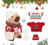 Générique Capybara Plush Toy, Cartoon Animal Doll, Dress Up Accessories Set, Includes 9 Outfits Soft Interactive Design Ideal for Christmas Decor Kids Learning Play, 1 Set